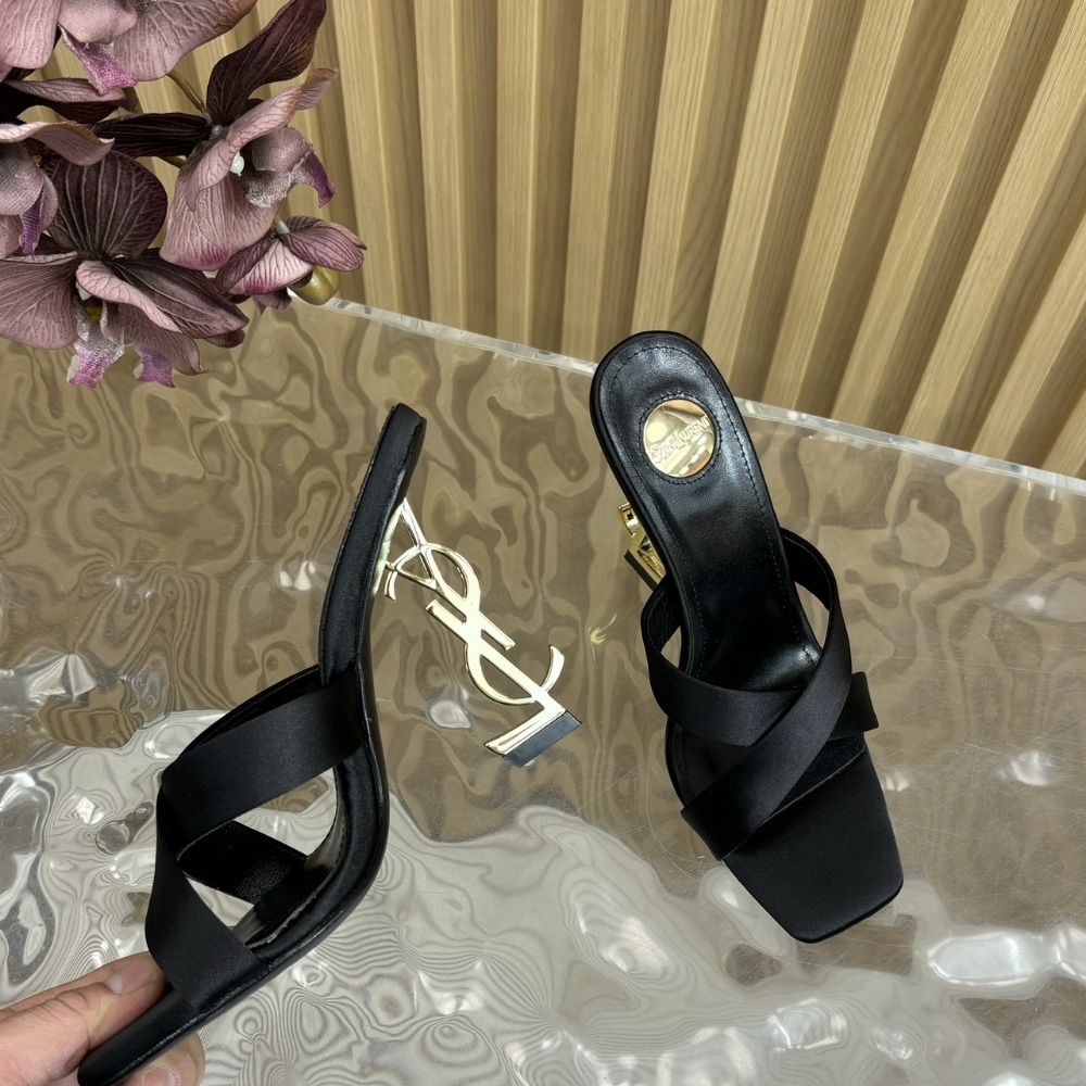 SAINT LAURENT OPYUM MULES IN SATIN CREPE BLACK 8189319QAB11000 - Image 4