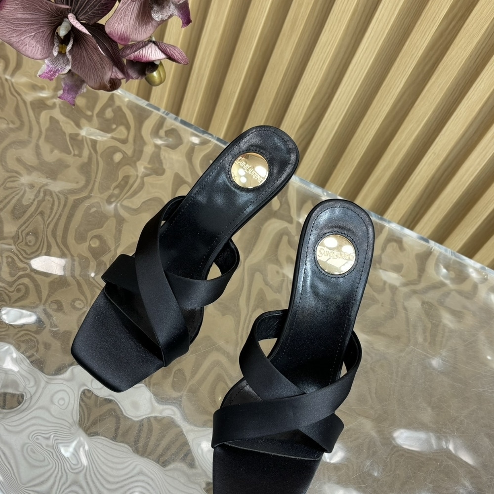 SAINT LAURENT OPYUM MULES IN SATIN CREPE BLACK 8189319QAB11000 - Image 5