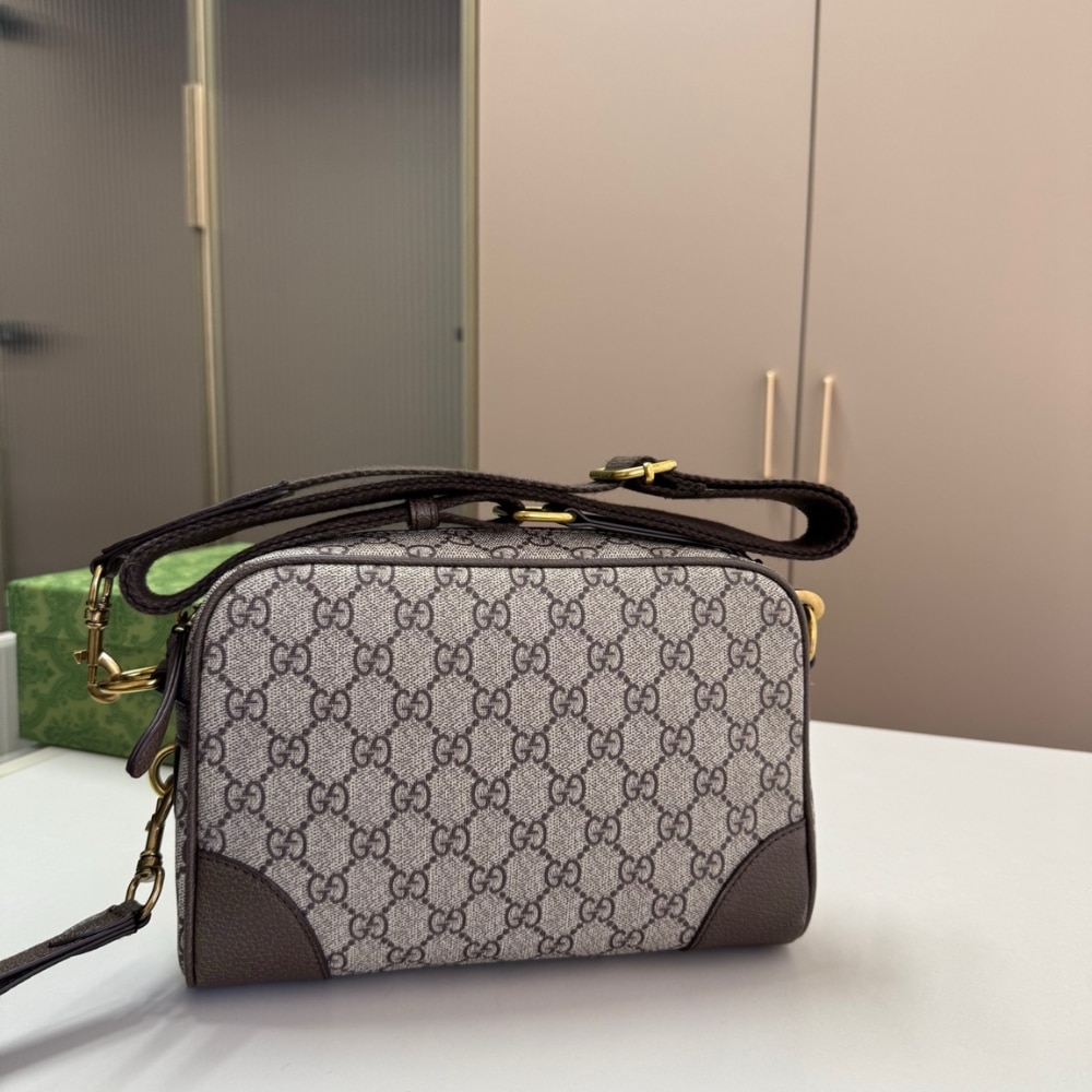 GUCCI GG EMBLEM SMALL CROSSBODY BAG GREY AND DARK BROWN 23CM - Image 2