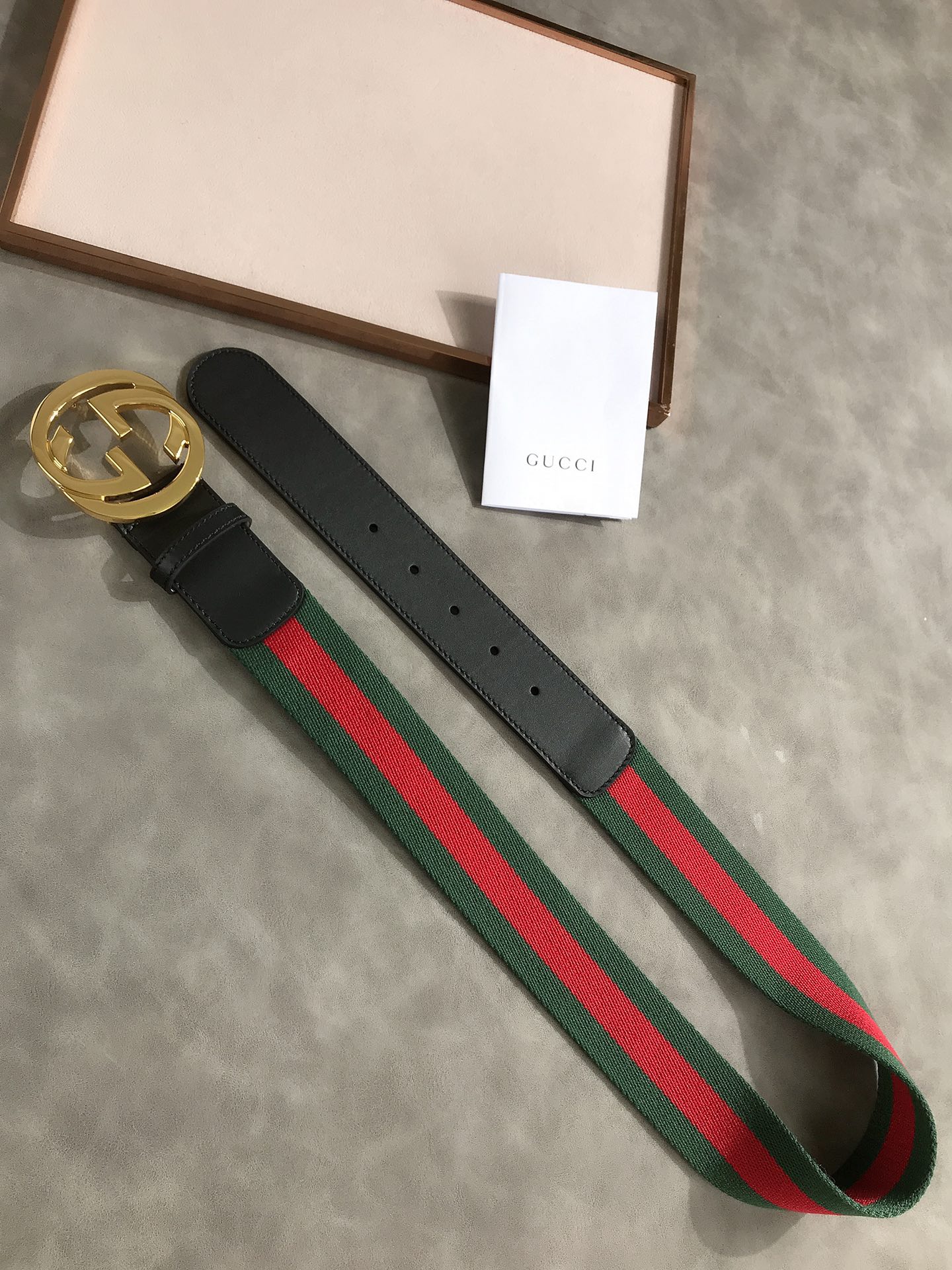 GUCCI WEB BELT WITH G BUCKLE GREEN 4CM - Image 7