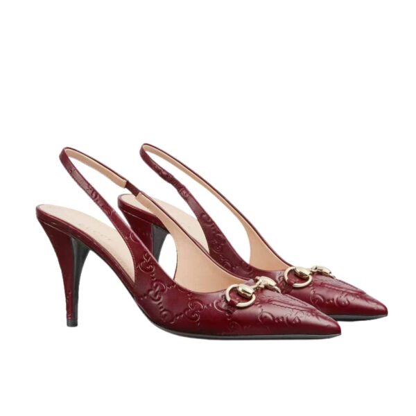 GUCCI WOMEN'S HORSEBIT PUMP GG LEATHER ROSSO ANCORA RED ‎792065 AAEGJ 6207