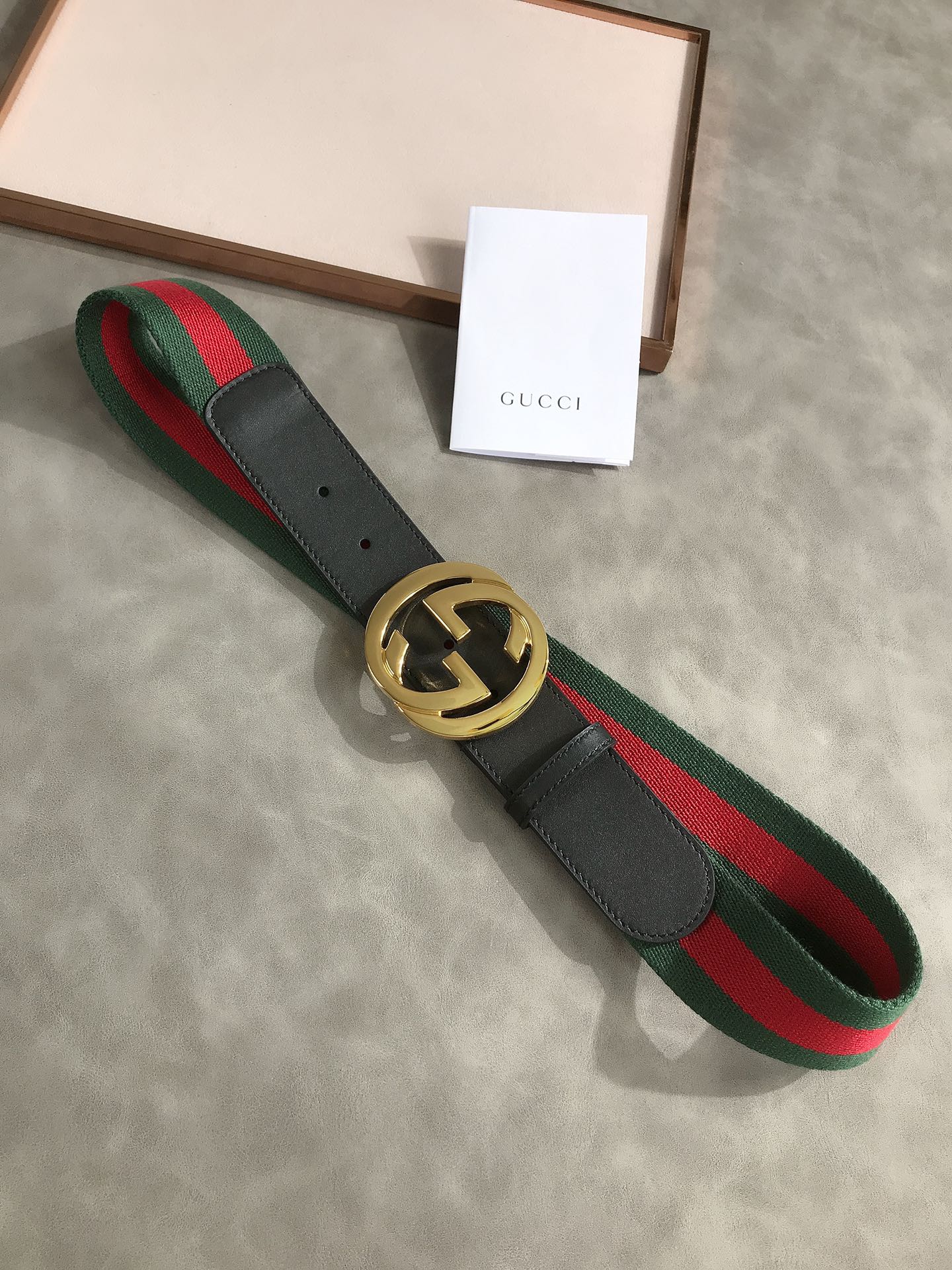 GUCCI WEB BELT WITH G BUCKLE GREEN 4CM - Image 3
