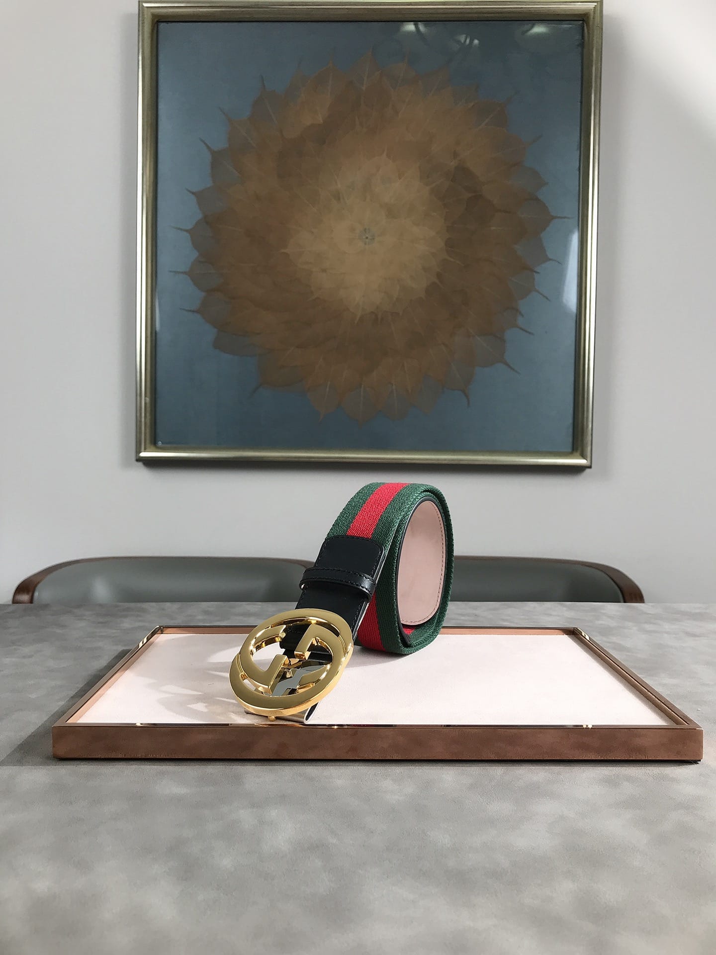 GUCCI WEB BELT WITH G BUCKLE GREEN 4CM - Image 5