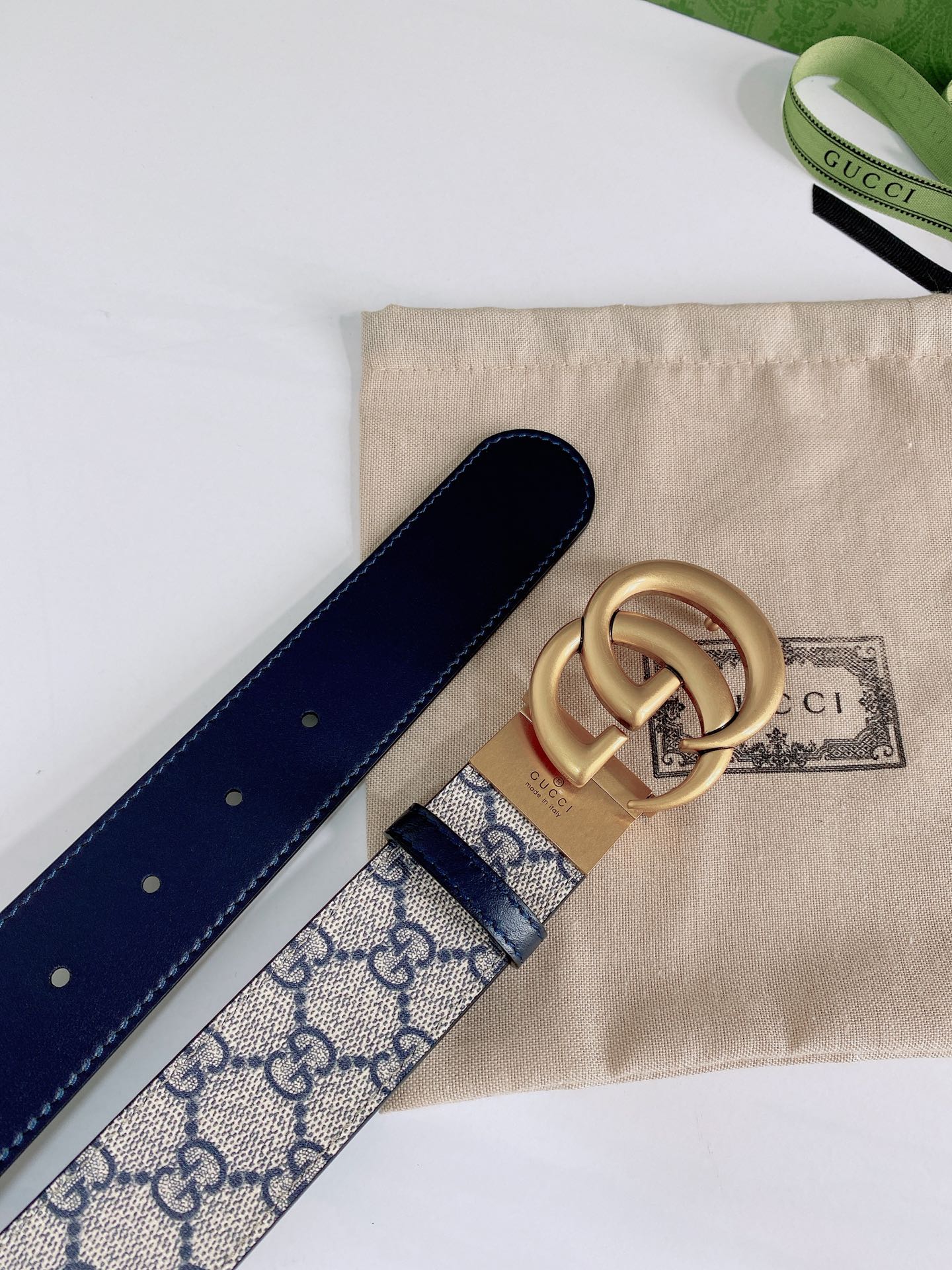 GUCCI SUPREME BELT WITH G BUCKLE GOLD METAL 3.8CM - Image 5