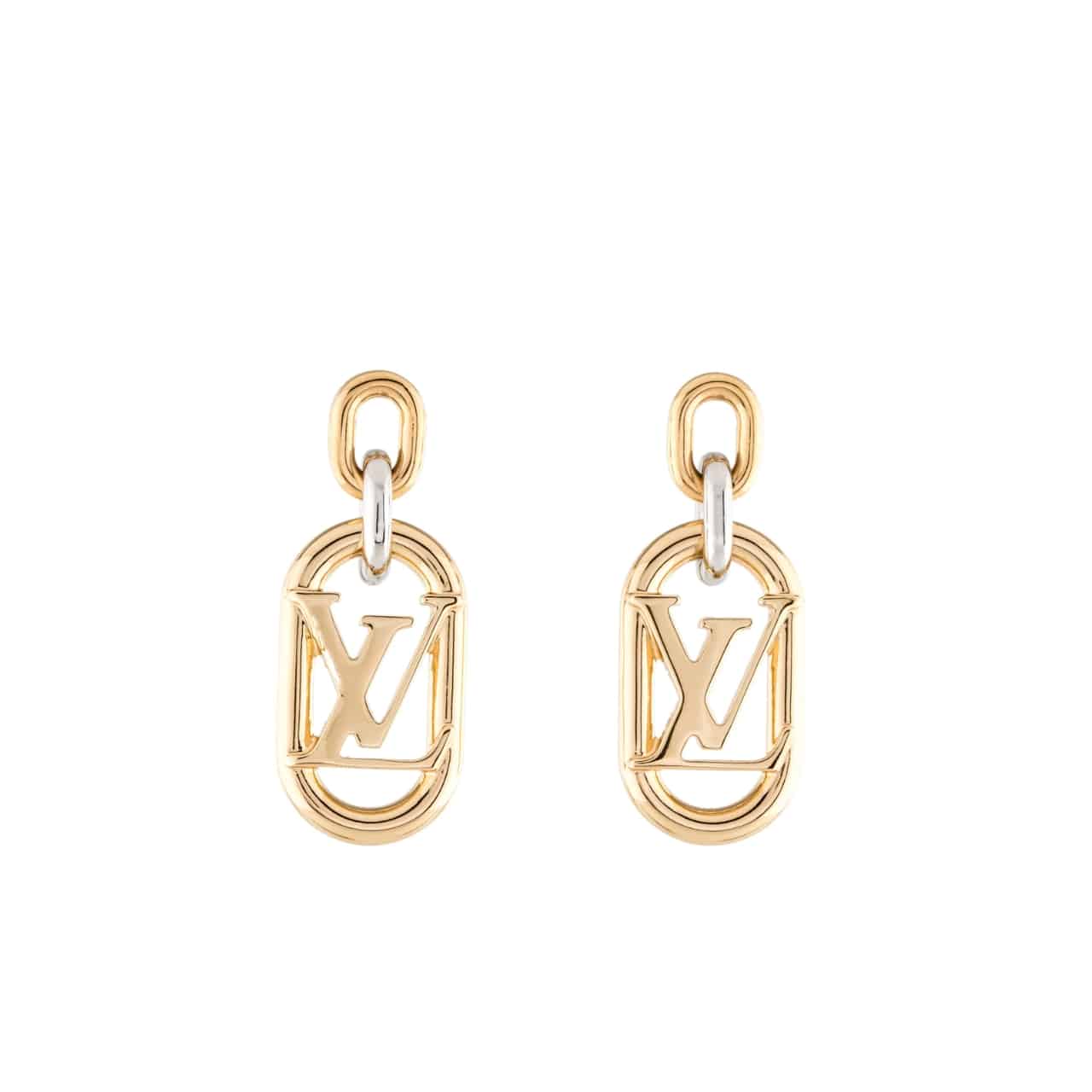 LOUIS VUITTON EVERYDAY CHAIN LV EARRINGS GOLD AND SILVER