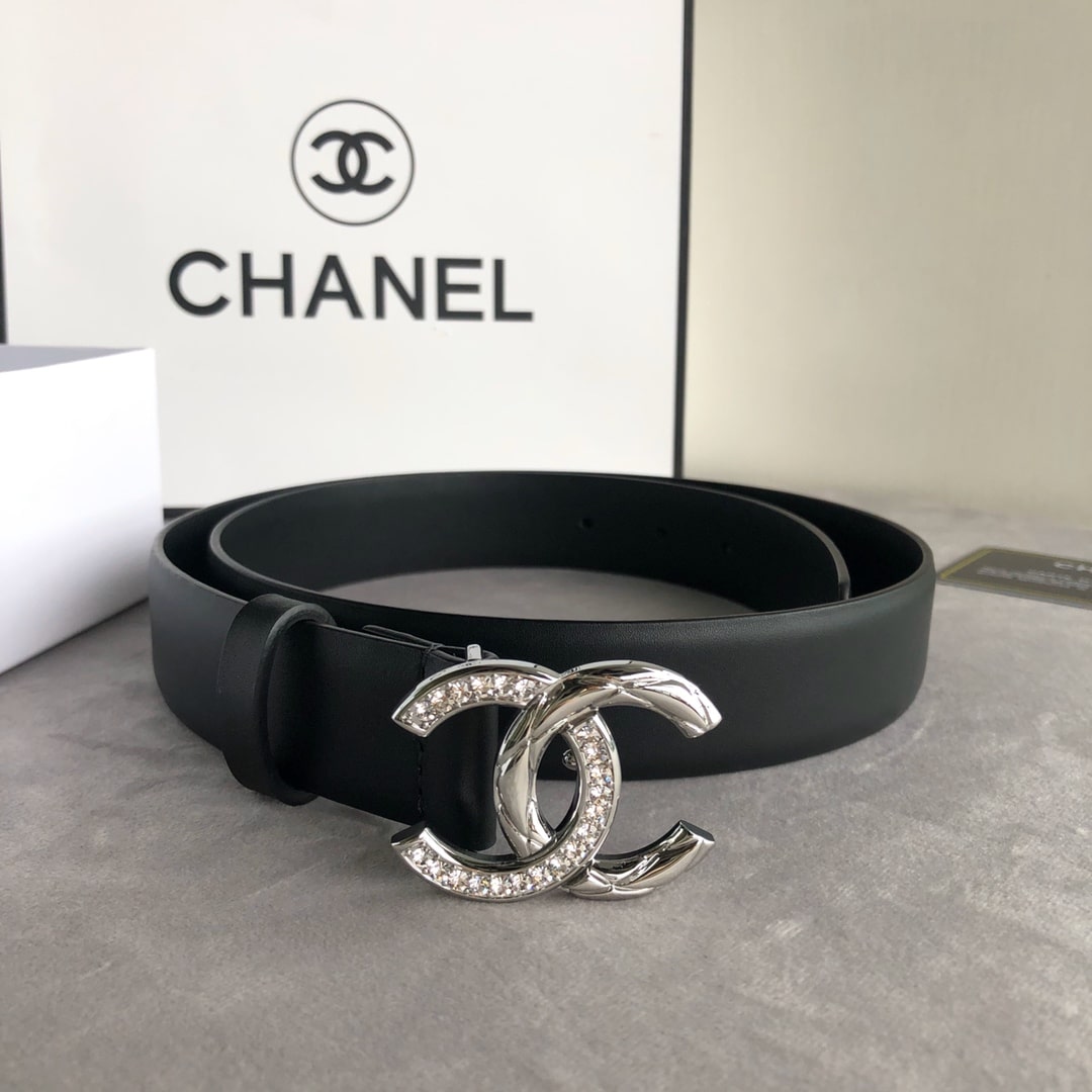 CHANEL PEARL AND LEATHER SILVER TONE METAL BLACK 3CM - Image 6