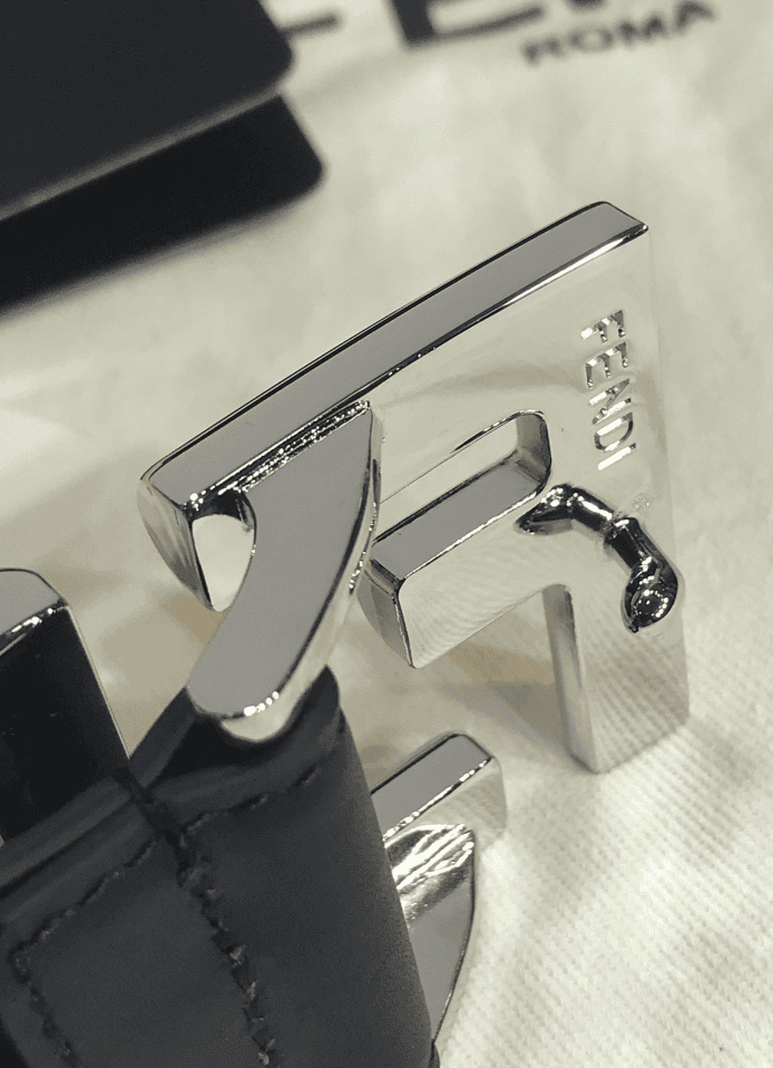 FENDI BLACK LEATHER BELT WITH FF SILVER BUCKLE 40MM - Image 3