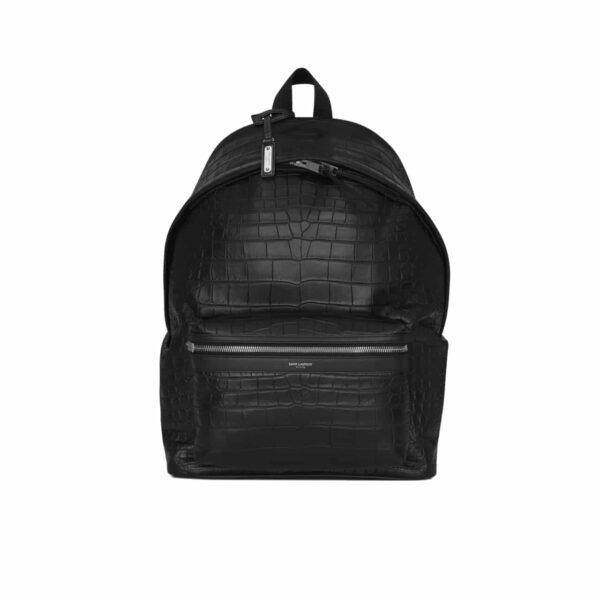 SAINT LAURENT CITY BACKPACK IN CROCODILE-EMBOSSED LEATHER BLACK 534967DZE2F1000