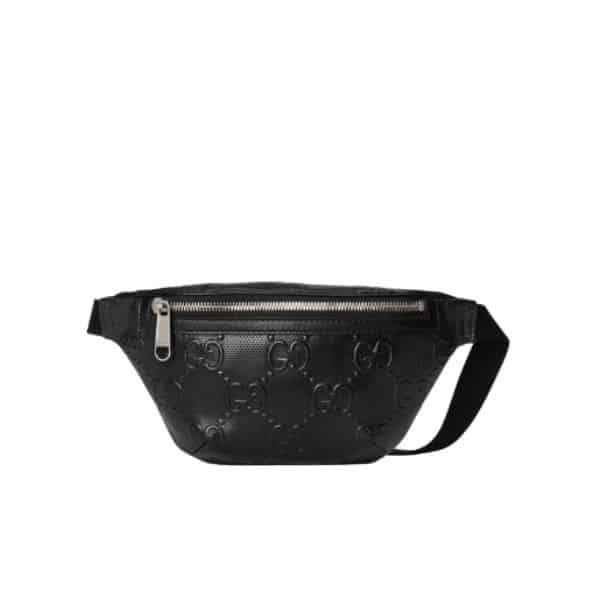 GUCCI GG EMBOSSED BAG BLACK 23CM 658582 1W3CN 1000