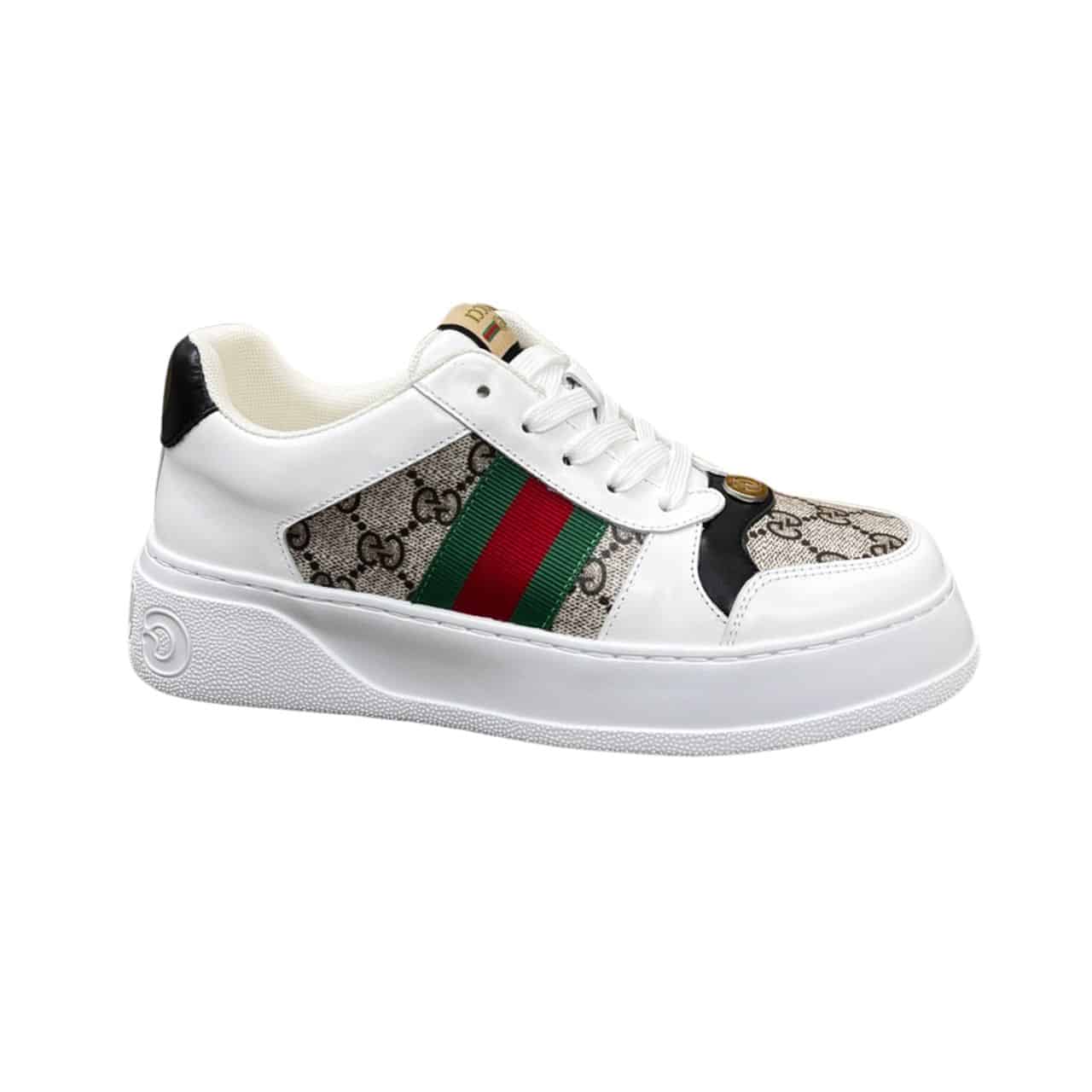 GUCCI SCREENER SNEAKER GG CANVAS WITH WEB WHITE