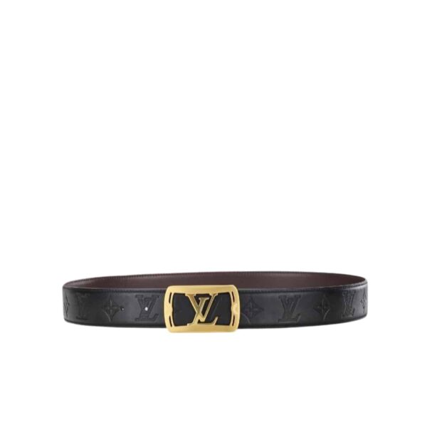 LOUIS VUITTON LV PYRAMIDE MONOGRAM BELT BLACK WITH GOLD TONE HARDWARE