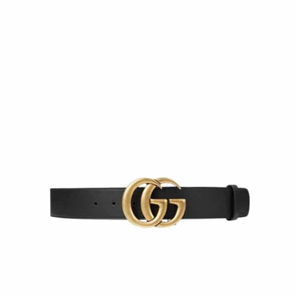 GUCCI GG MAMON DOUBLE G BUCKLE BLACK AND GOLD 6CM ‎414516 AP00T 1000
