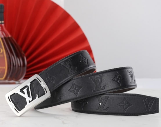 LOUIS VUITTON LV PYRAMIDE MONOGRAM BELT BLACK WITH SILVER TONE HARDWARE - Image 3