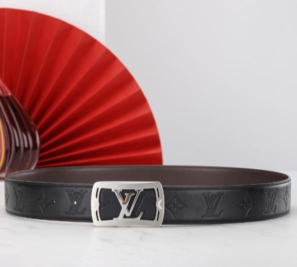 LOUIS VUITTON LV PYRAMIDE MONOGRAM BELT BLACK WITH SILVER TONE HARDWARE - Image 2