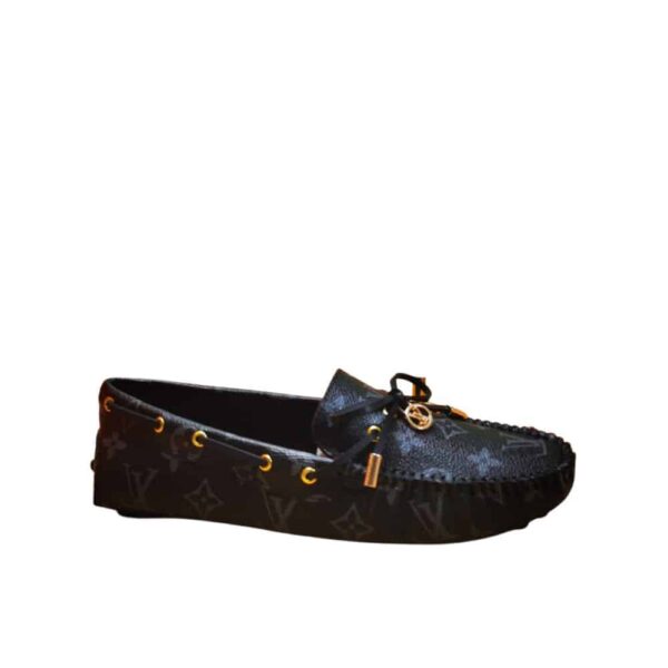 LOUIS VUITTON GLORIA LOAFERS MONOGRAM BLACK