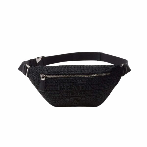PRADA CROCHET BELT BAG BLACK 30CM