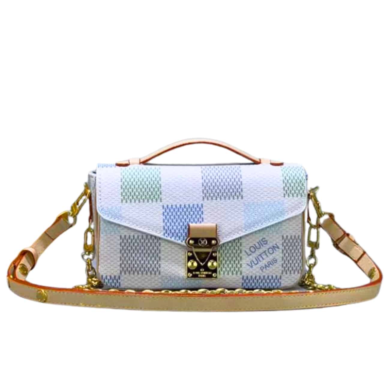 LOUIS VUITTON POCHETTE MÉTIS EAST WEST DAMIER LIGHT BLUE 21CM N40749