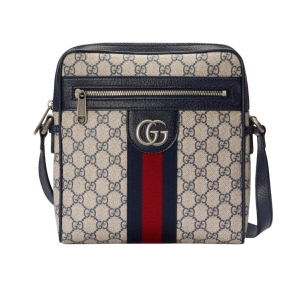 GUCCI OPHIDIA SMALL MESSENGER BAG BEIGE AND BLUE GG SUPREME 28CM ‎547926 96IWN 4076