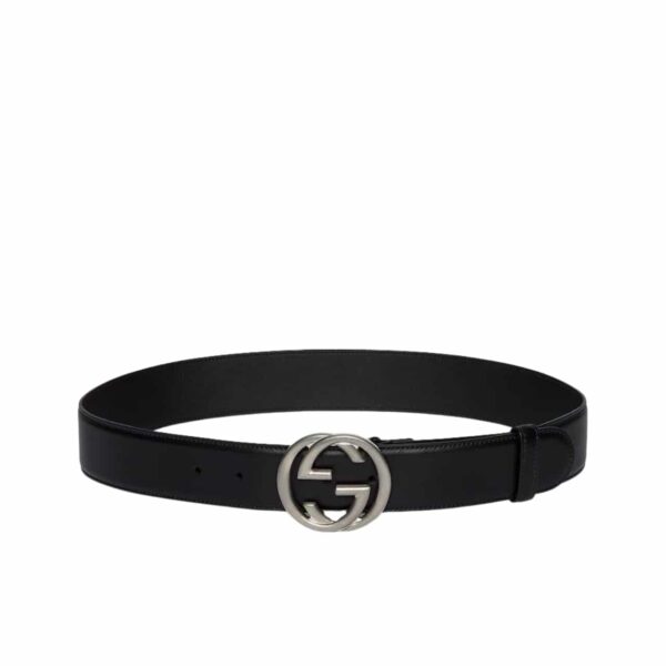 GUCCI BELT WITH INTERLOCKING G BUCKLE BLACK LEATHER 774153 0YA0V 1000