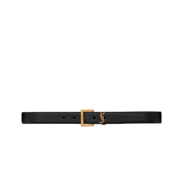 SAINT LAURENT CASSANDRE BELT WITH SQUARE BUCKLE IN SMOOTH LEATHER 634437BOO0W1000