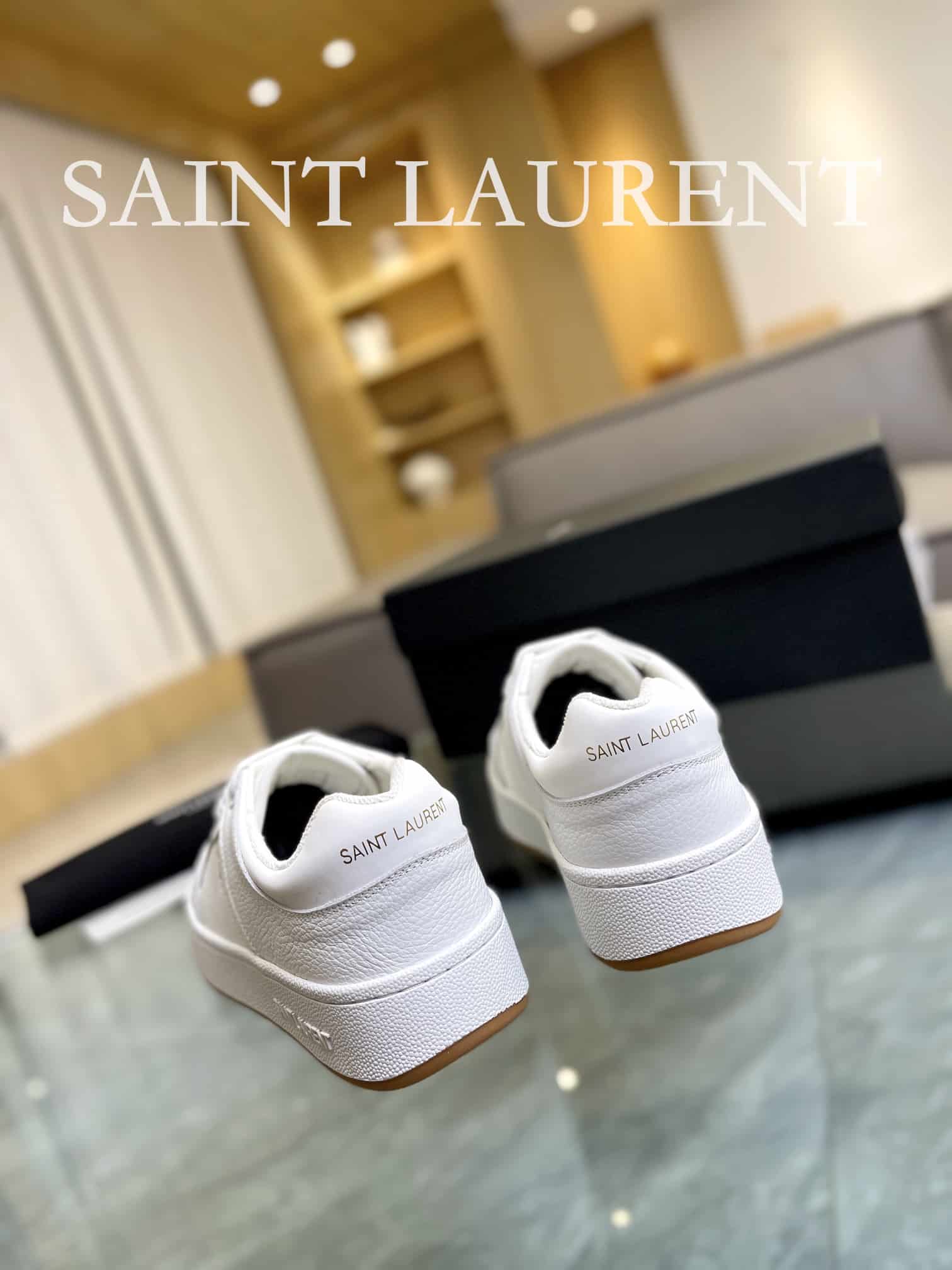 SAINT LAURENT PERFORATED LEATHER SNEAKERS WHITE - Image 4