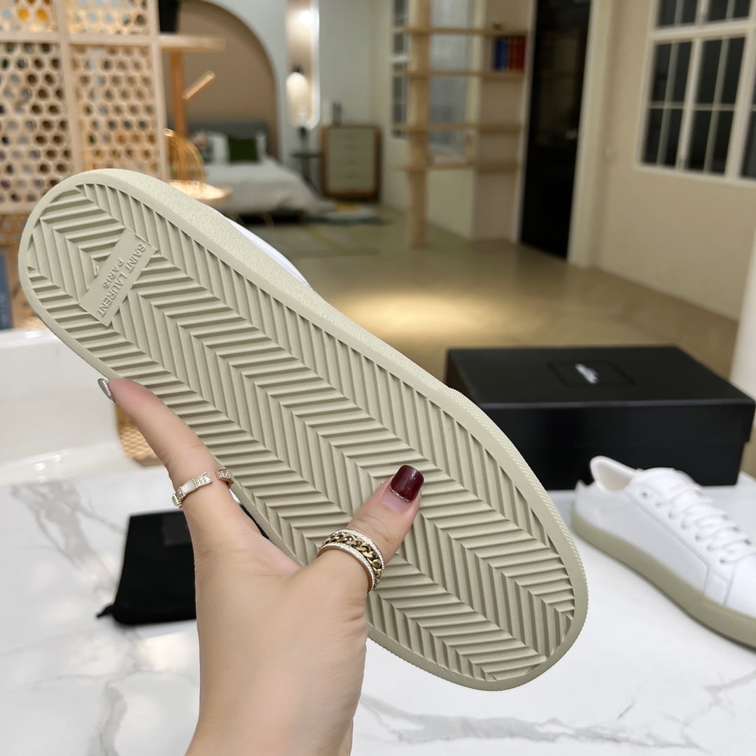 SAINT LAURENT COURT CLASSIC EMBROIDERED SNEAKERS BLACK AND WHITE - Image 3