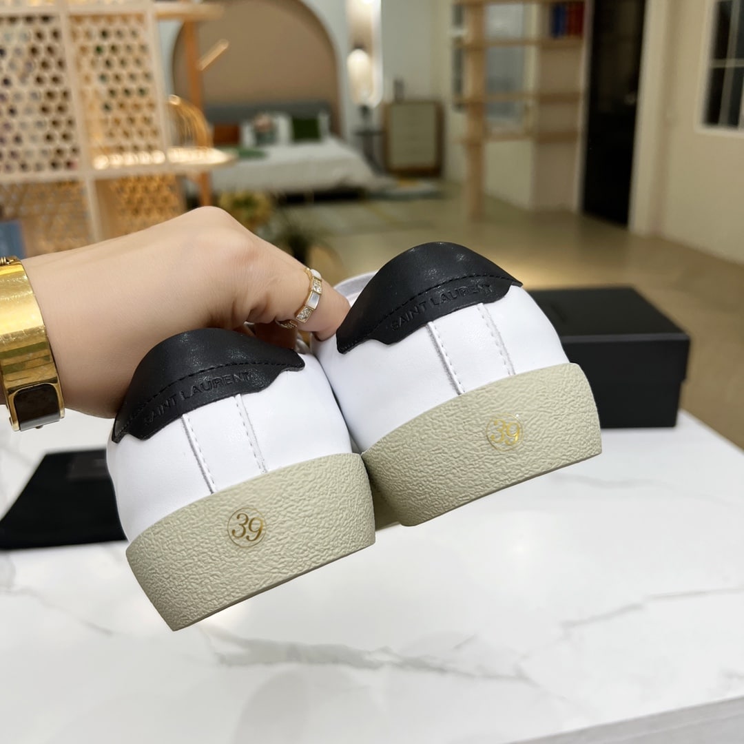 SAINT LAURENT COURT CLASSIC EMBROIDERED SNEAKERS BLACK AND WHITE - Image 4