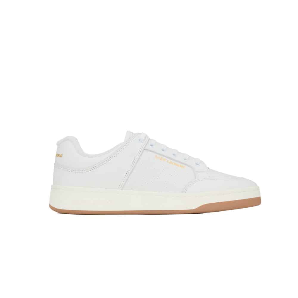 SAINT LAURENT PERFORATED LEATHER SNEAKERS WHITE