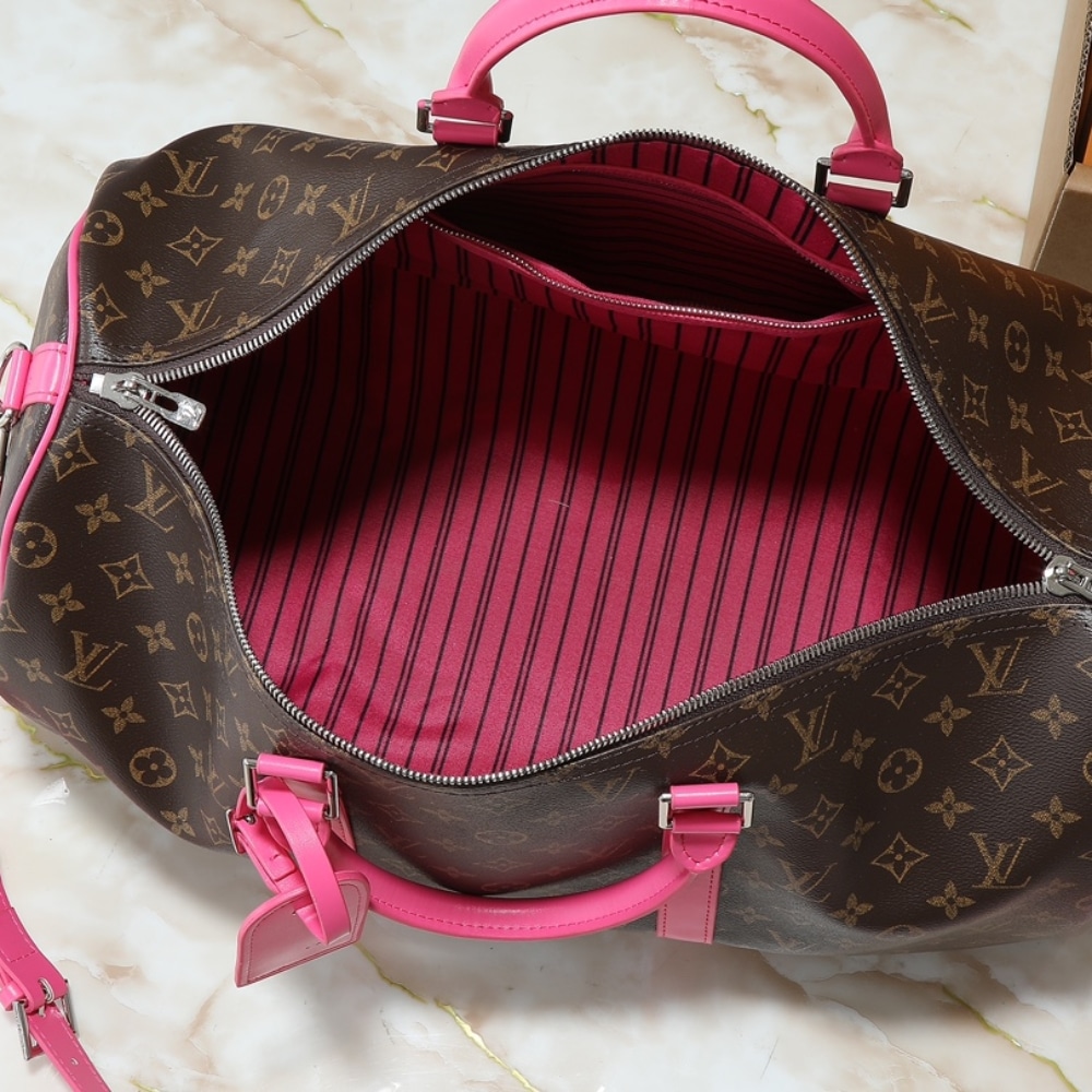 LOUIS VUITTON KEEPALL BANDOULIÈRE 45 PONDICHERY PINK 50CM M13807 - Image 6