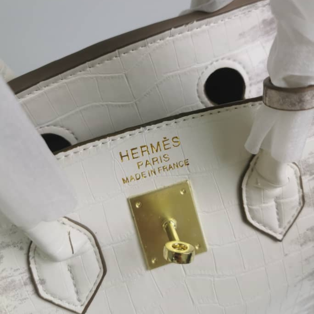 HERMES BIRKIN 30 NILOTICUS CROCODILE HIMALAYA BLANC 30CM - Image 4