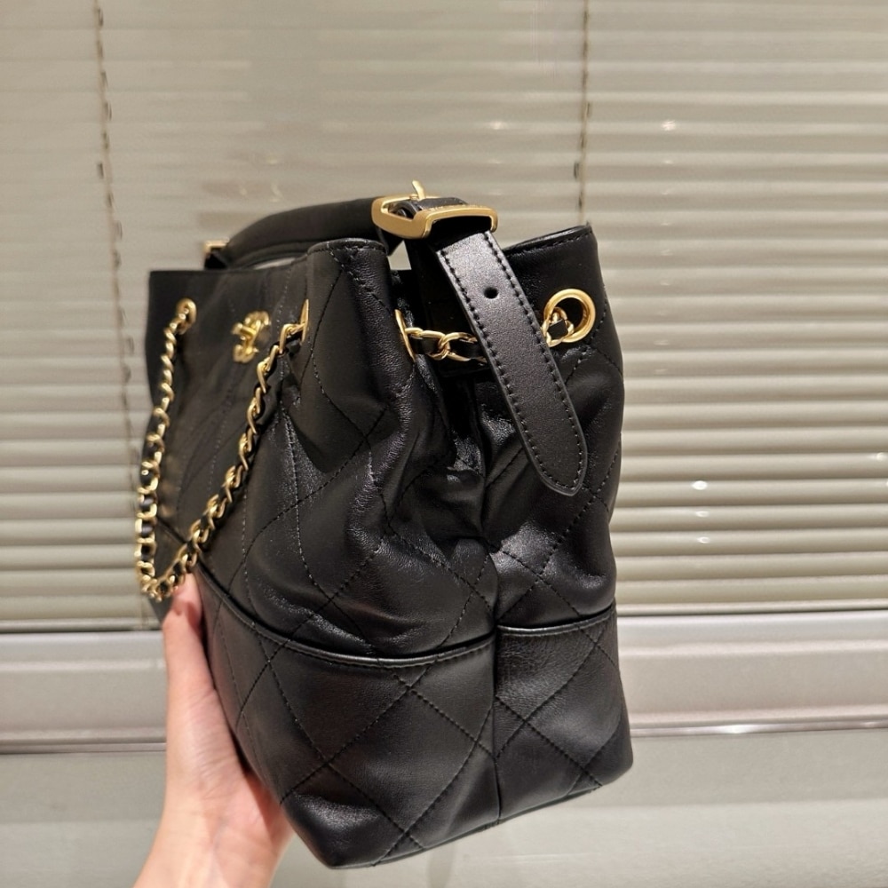 CHANEL SHOPPING BAG GOLD TONE MENTAL BLACK 36CM AS5657 B20829 94305 - Image 4