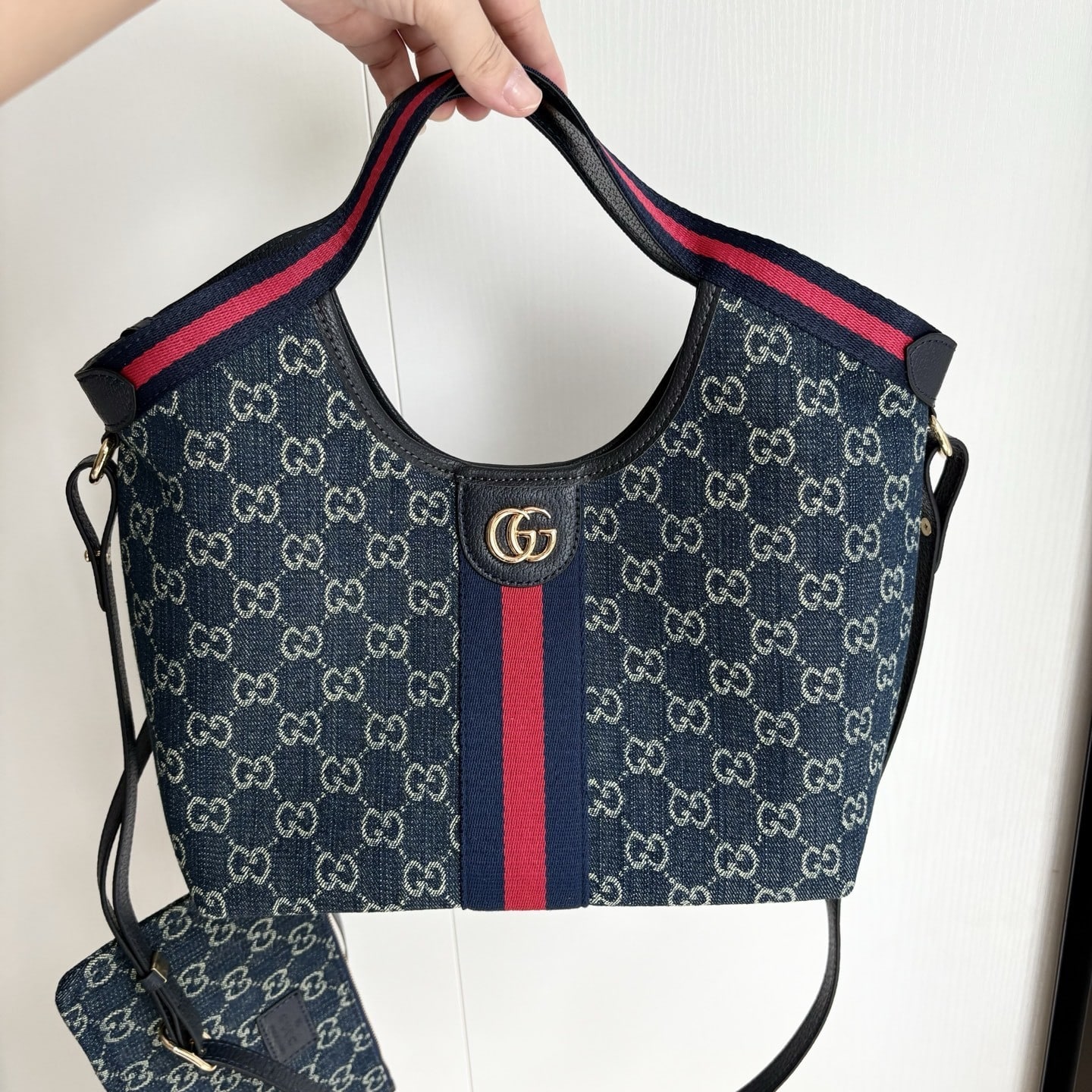 GUCCI GIGLIO SMALL TOTE BAG BLUE AND WHITE GG DENIM 25CM 860845 FAFRW 8864 - Image 5
