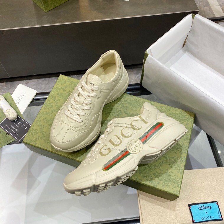 GUCCI WOMEN'S RHYTON GUCCI LOGO LEATHER SNEAKER 528892 DRW00 9522 - Image 6