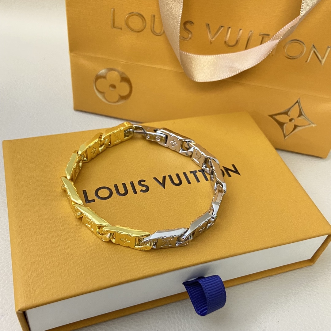 LOUIS VUITTON MONOGRAM TIED UP BRACELET GOLD AND SILVER M1306L - Image 3