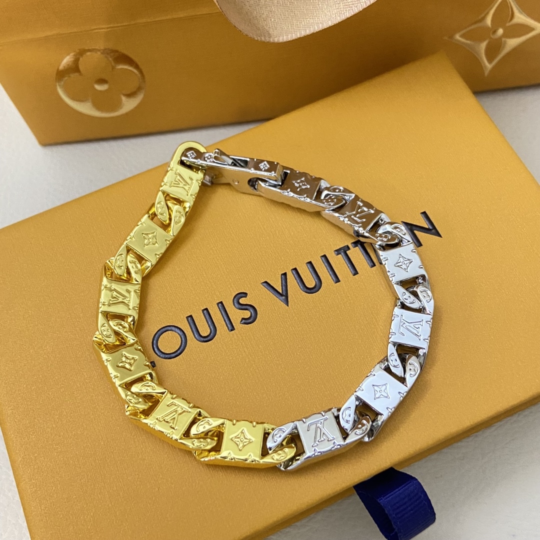 LOUIS VUITTON MONOGRAM TIED UP BRACELET GOLD AND SILVER M1306L - Image 2