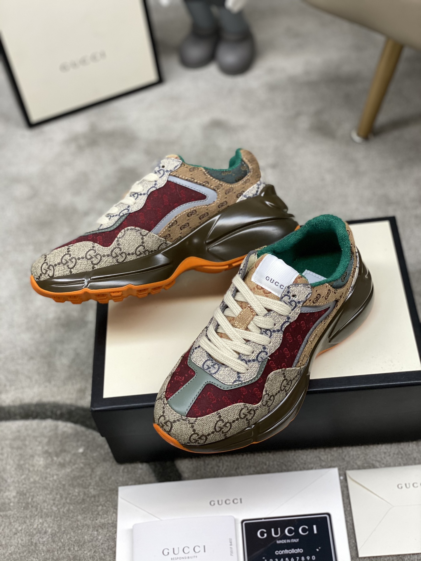 GUCCI WOMEN'S GG RHYTON SNEAKER 619891 99WG0 6060 - Image 7