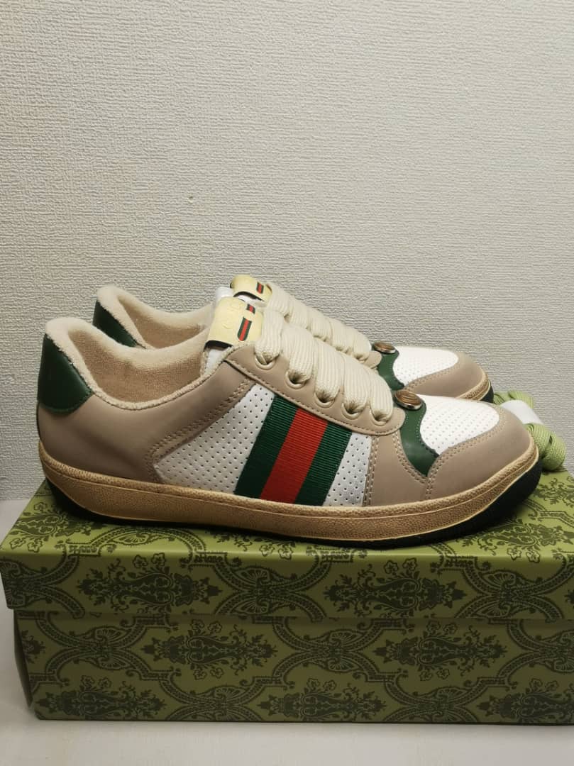 GUCCI SCREENER LEATHER SNEAKER WHITE PERFORATED 570442 0YI20 9582 - Image 3