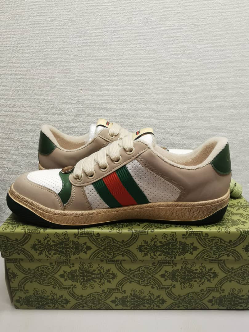 GUCCI SCREENER LEATHER SNEAKER WHITE PERFORATED 570442 0YI20 9582 - Image 4