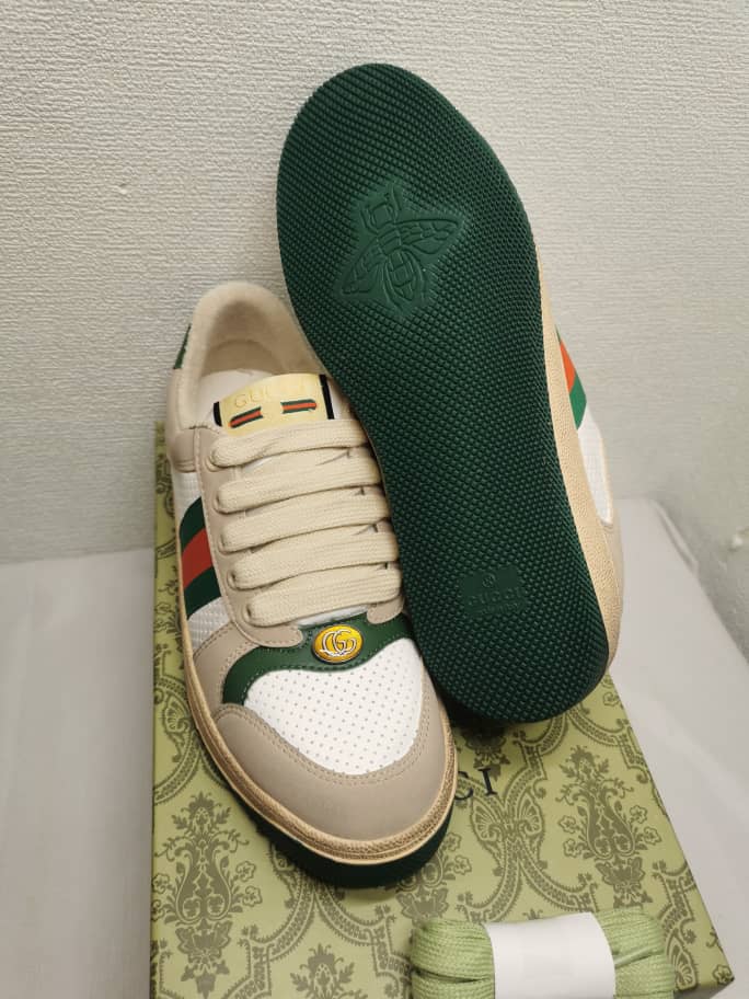 GUCCI SCREENER LEATHER SNEAKER WHITE PERFORATED 570442 0YI20 9582 - Image 6