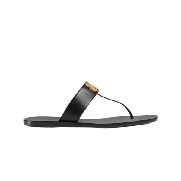 GUCCI DOUBLE G THONG LEATHER BLACK ‎497444 A3N00 1000