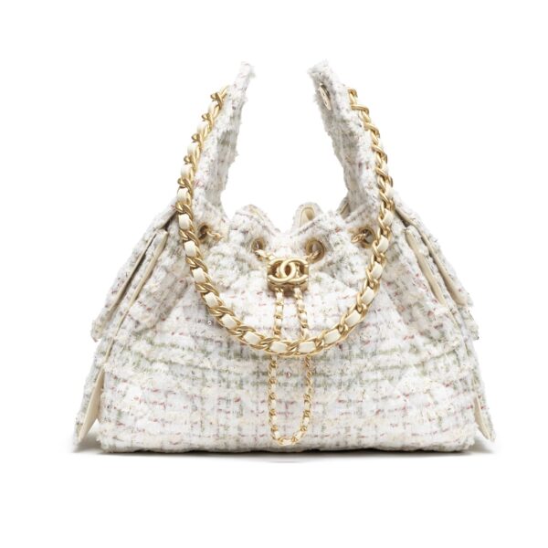 CHANEL 25 SMALL HANDBAG TWEED AND GOLD TONE METAL 25CM AS5293 B21178 NR774