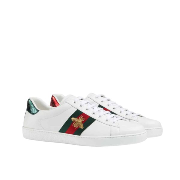 GUCCI ACE EMBROIDERED SNEAKER BEE WHITE ‎429446 02JP0 9064