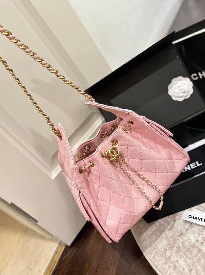 CHANEL 25 SMALL HANDBAG METALLIC AND GOLD TONE METAL LIGHT PINK 26CM AS5293 B20304 NAGEO - Image 2