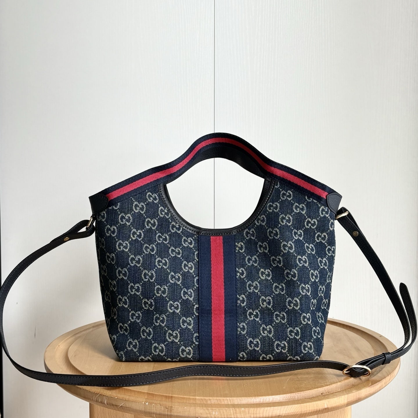 GUCCI GIGLIO SMALL TOTE BAG BLUE AND WHITE GG DENIM 25CM 860845 FAFRW 8864 - Image 4